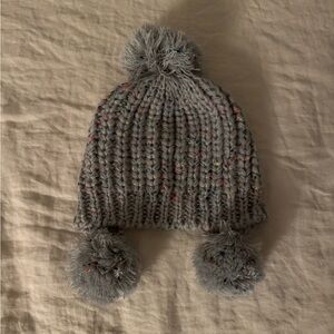 Cozy Gray Knit Pom-Pom Beanie for Kids